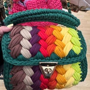 Handcrafted Red and Brown Crochet Bags